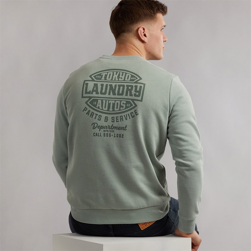 Tokyo Laundry Mens Carvalho Crew Neck Sweatshirt Green