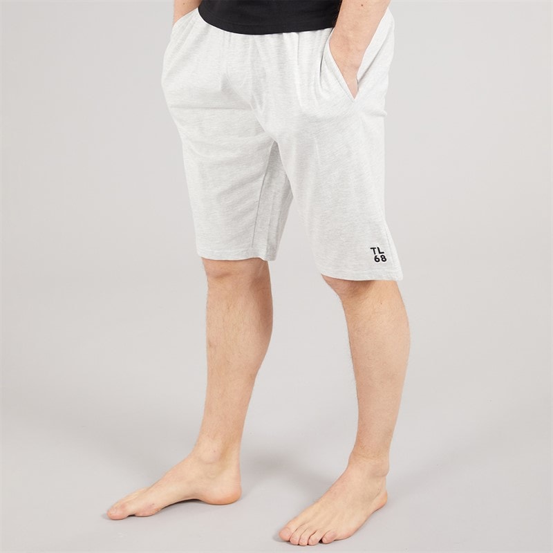 Tokyo Laundry Mens Emre Jersey Lounge Shorts Light Grey