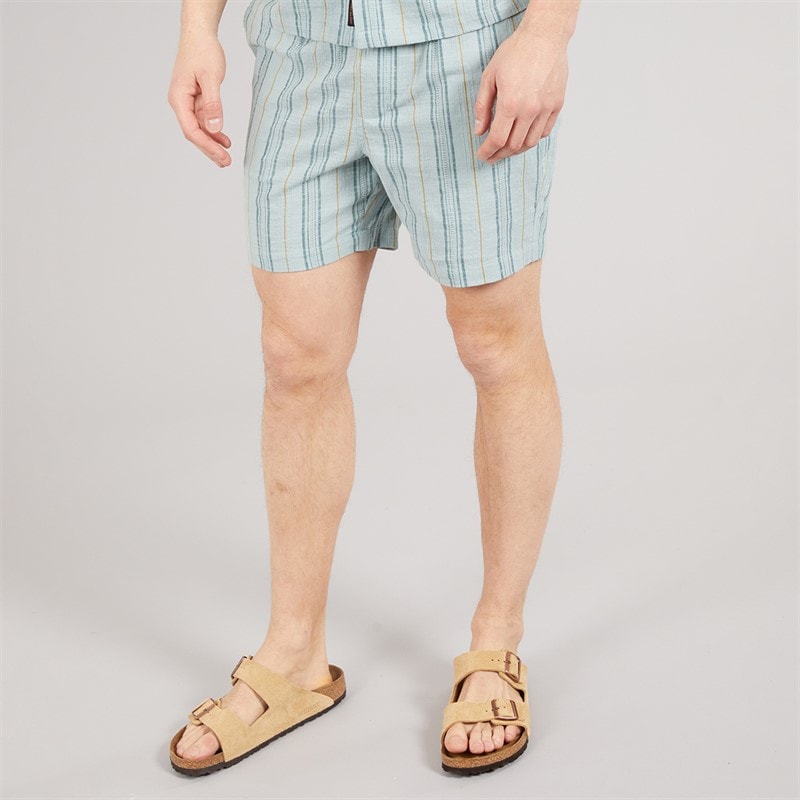 Tokyo Laundry Mens Zuke Stripe Woven Shorts Green Stripe