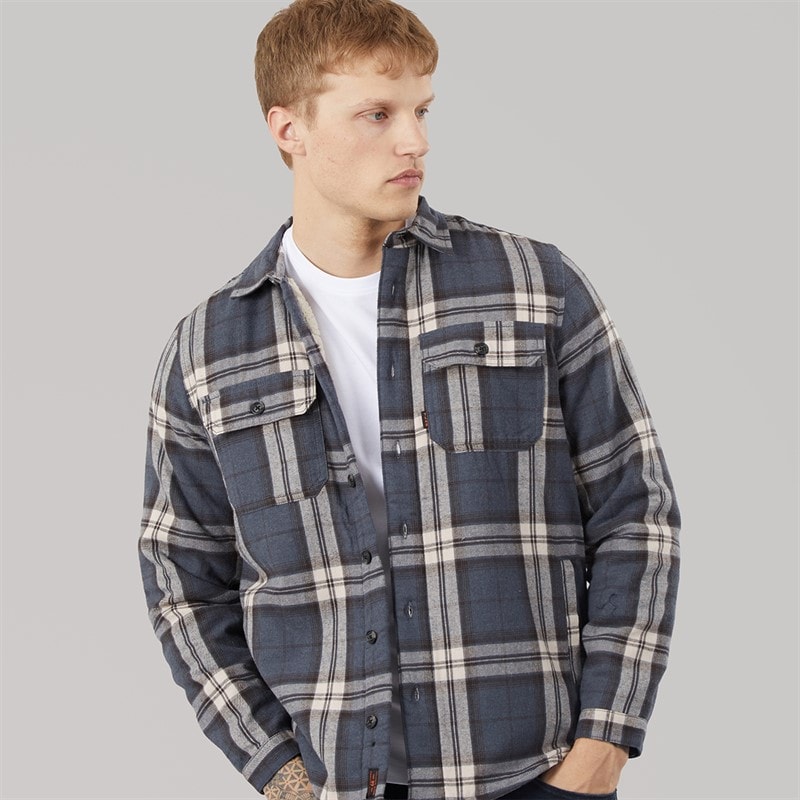 Tokyo Laundry Mens Corval Long Sleeve Shirt Mid Blue Marl