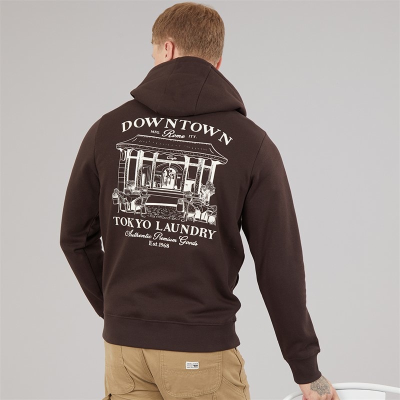 Tokyo Laundry Mens Dudek Hoodie Chocolate Torte