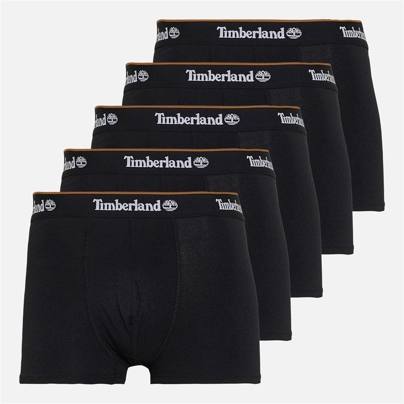 Timberland Mens Five Pack Boxer Trunks Black