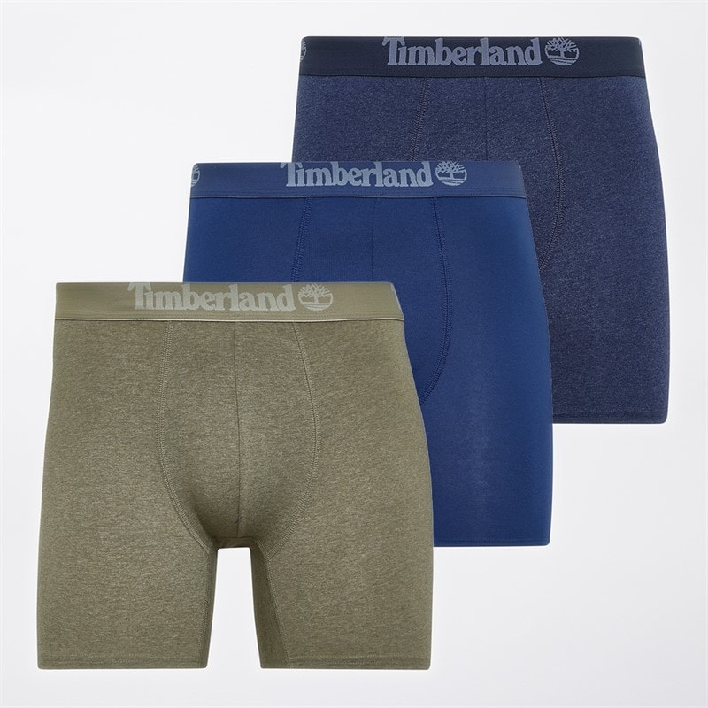 Timberland Mens Three Pack Boxer Trunks Navy/Blue/Sage Marl
