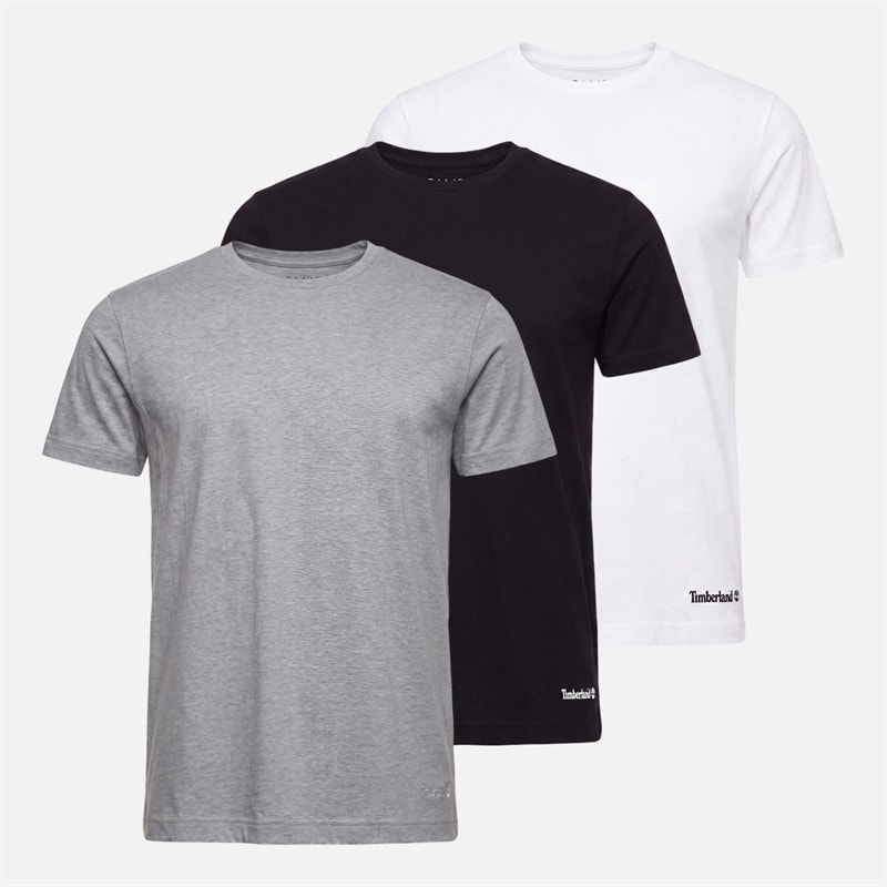 Timberland Mens Three Pack T-Shirts Black/White/Grey Marl