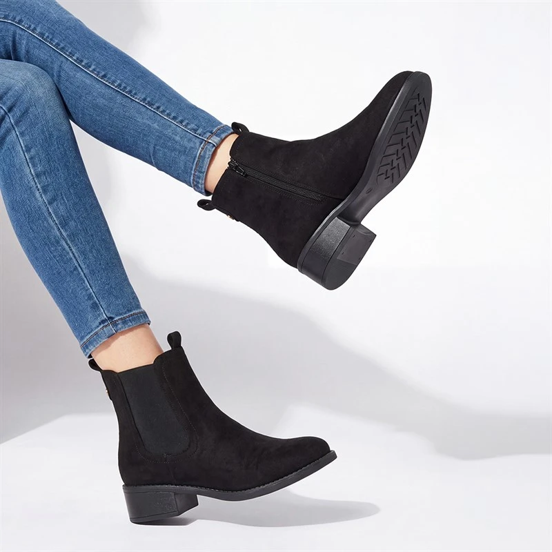 Truffle Collection Womens Chelsea Boots Black Micro