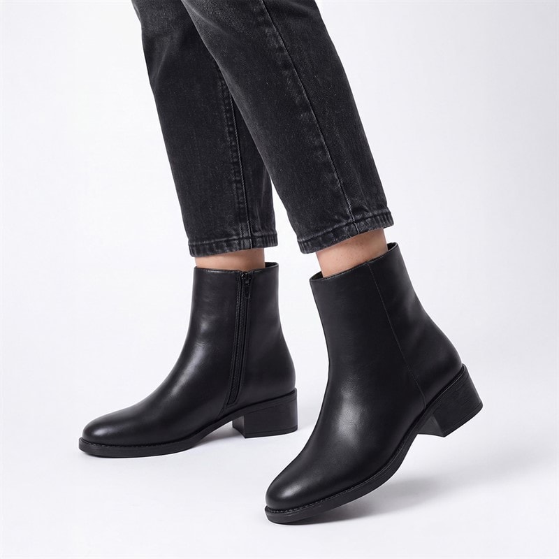 Truffle Collection Womens Inside Zip Ankle Boots Black PU