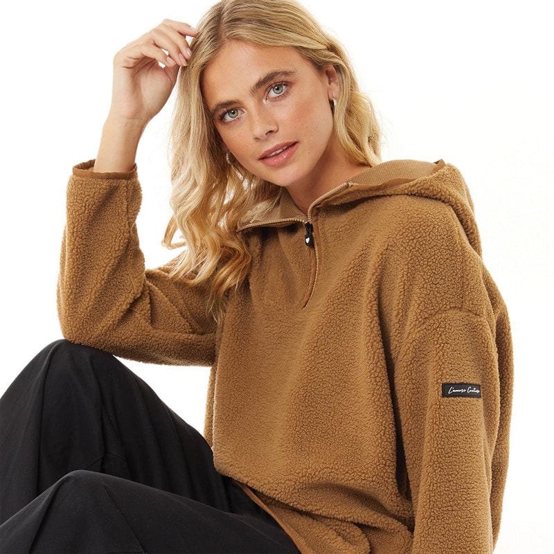 L'amore Couture Womens Ulla 1/4 Zip Fleece Tan