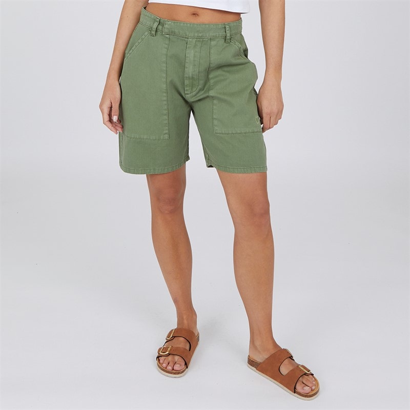 L'amore Couture Womens Rora Wide Leg Cargo Short Khaki
