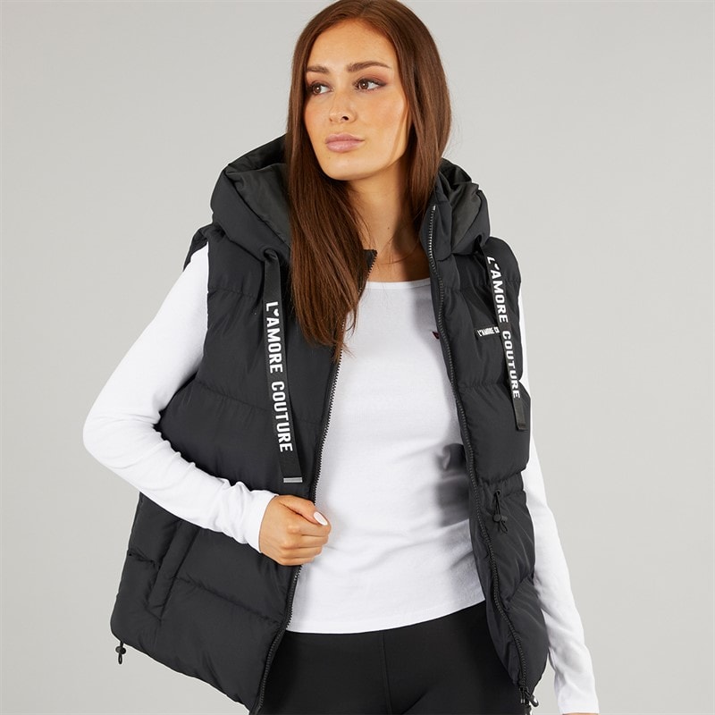 L'amore Couture Womens Cosmic Short Gilet Black