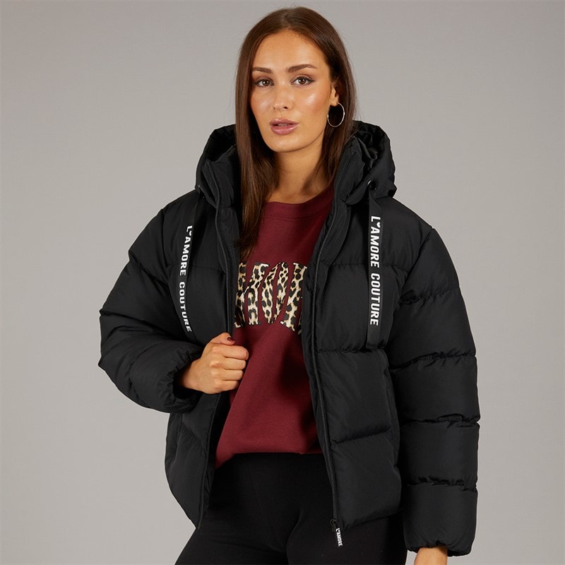 L'amore Couture Womens Rhode Island Short Puffer Black