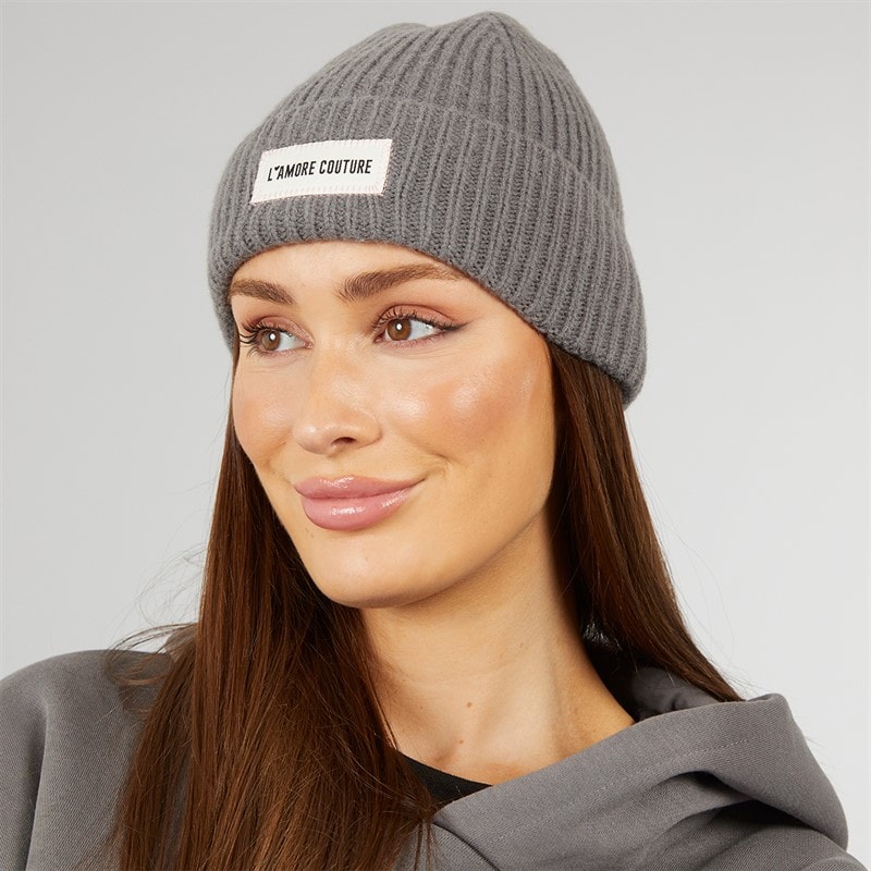 L'amore Couture Womens Alva Beanie Charcoal