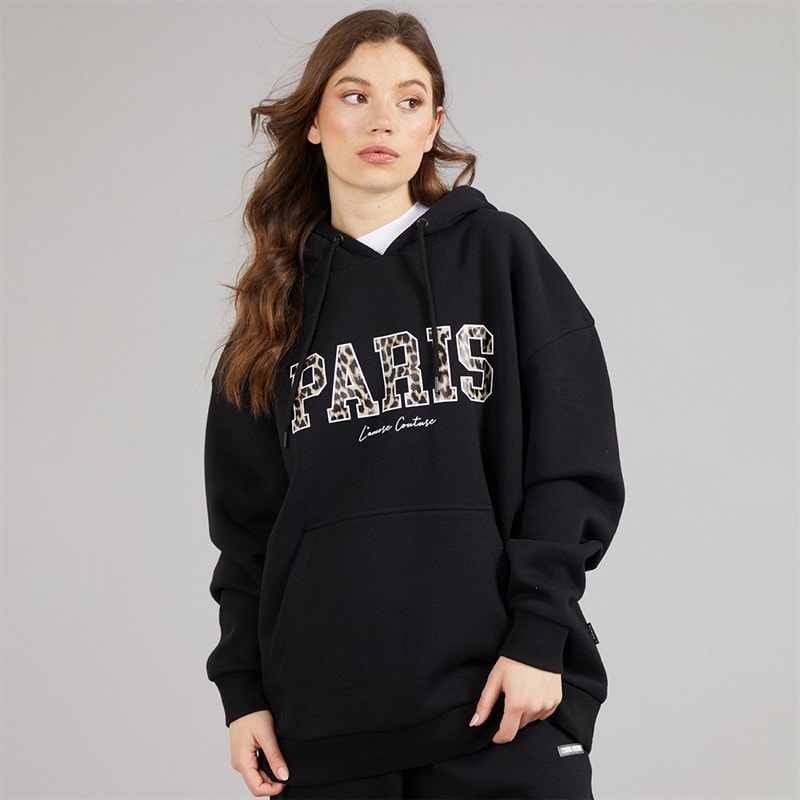 L'amore Couture Womens Nera Print Hoodie Black
