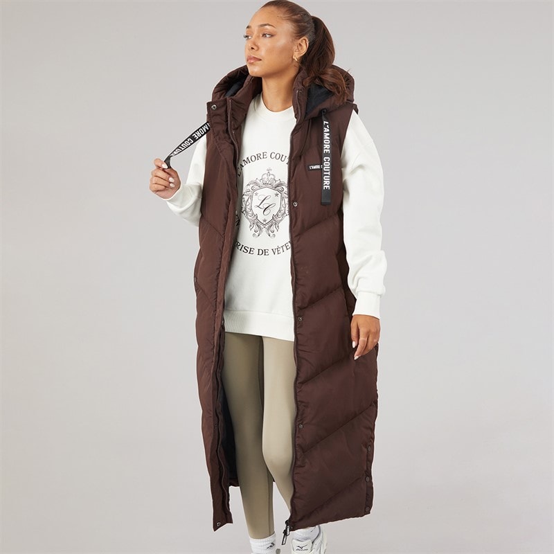 L'amore Couture Womens Harvest Long Gilet Chocolate