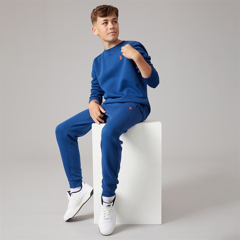 U.S. POLO ASSN. Boys Sweatshirt And Joggers Tracksuit Navy Peony