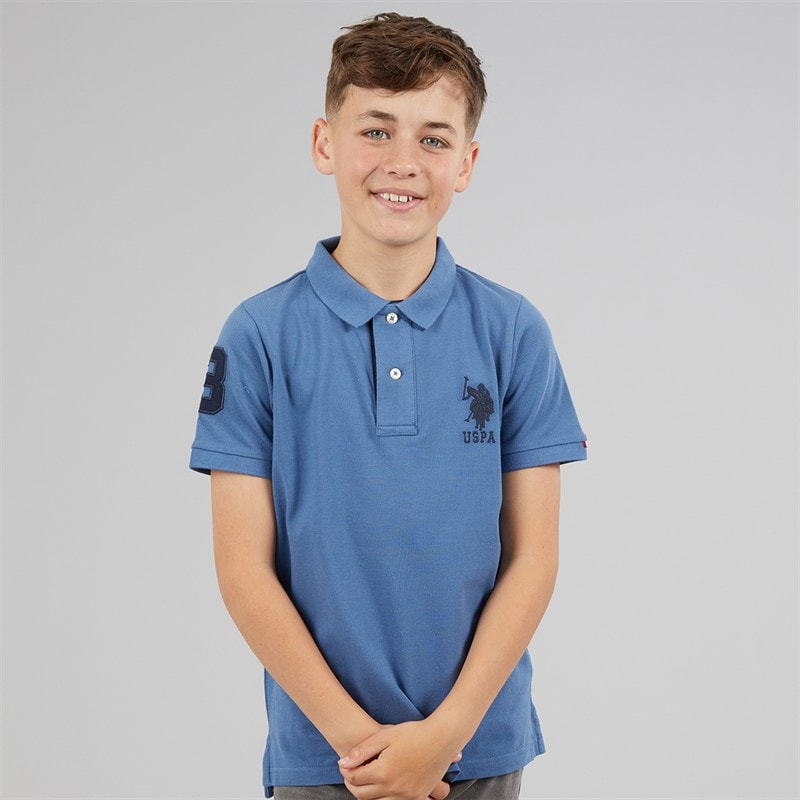 U.S. POLO ASSN. Boys Player 3 Pique Polo Shirt Blue Horizon
