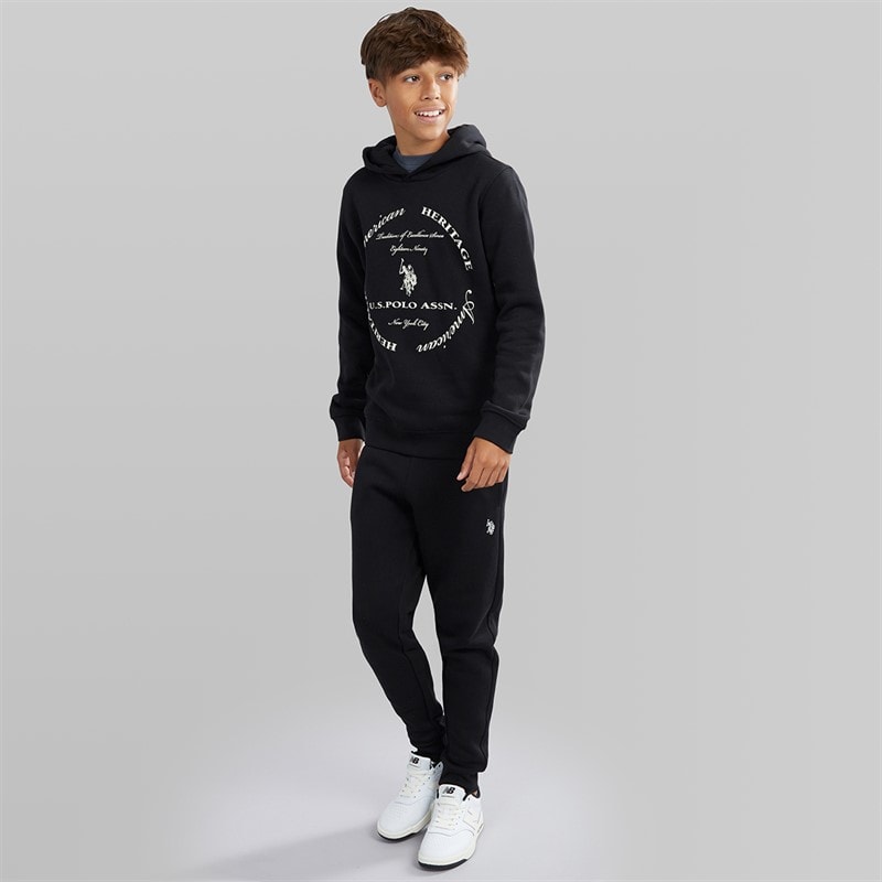 U.S. POLO ASSN. Boys Graphic Hoodie And Joggers Tracksuit Black
