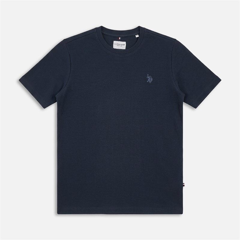 U.S. POLO ASSN. Boys Vertical Texture T-Shirt Dark Sapphire Navy/Moonlight Blue