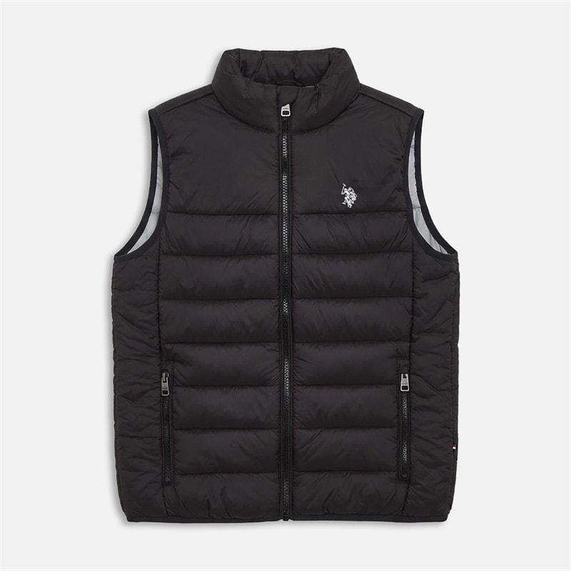 U.S. POLO ASSN. Boys Panelled Quilted Gilet Black Bright White