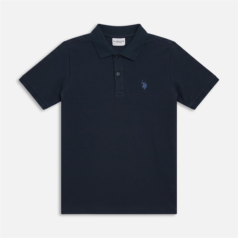 U.S. POLO ASSN. Boys Twill Texture Polo Shirt Dark Sapphire Navy/Moonlight Blue Dhm