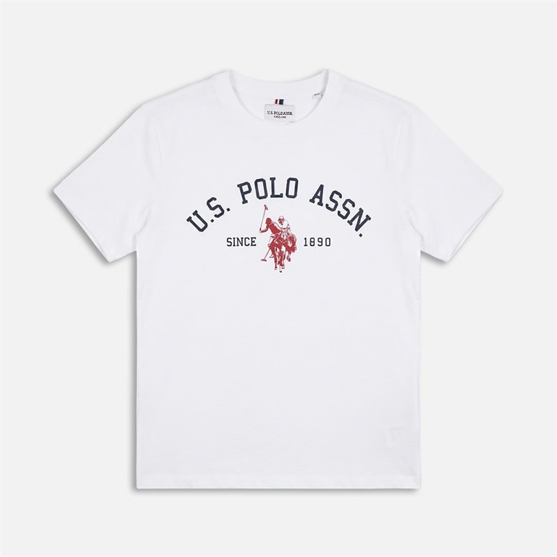 U.S. POLO ASSN. Boys Signature Arch Print T-Shirt Bright White