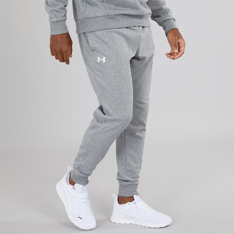 Under Armour Mens UA Rival Fleece Joggers Castlerock Light Heather/White