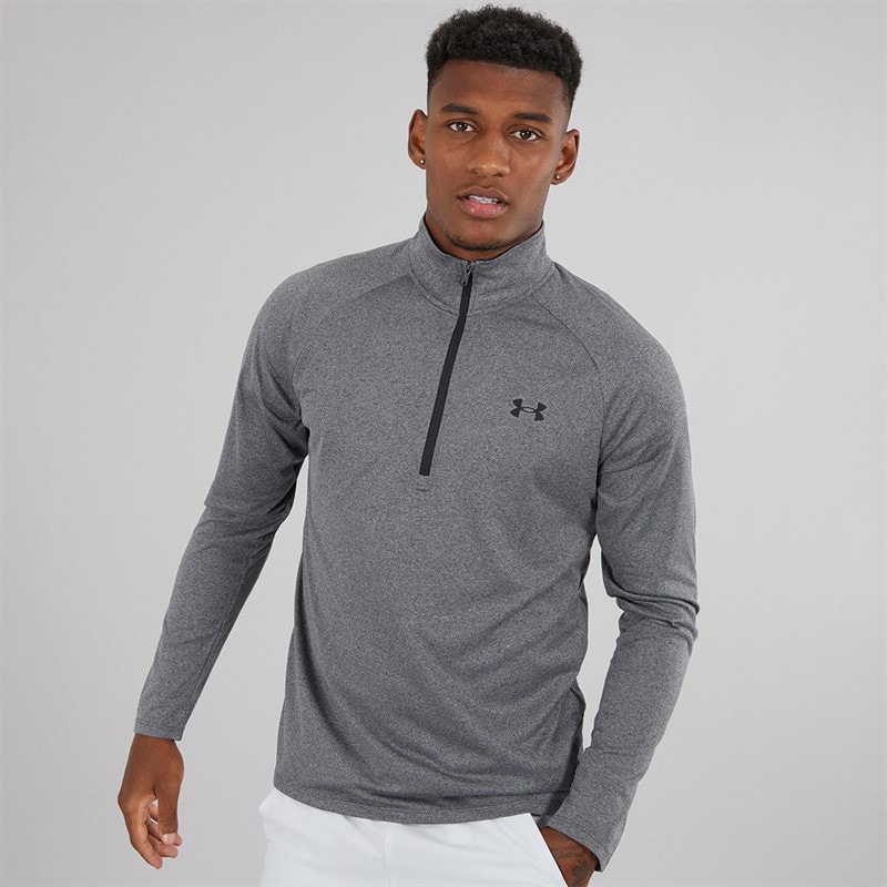 Under Armour Mens UA Tech 2.0 1/2 Zip Carbon Heather/Black