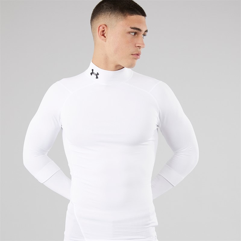 Under Armour Mens UA Cg Cold Gear Armour Compression Mock White/Black