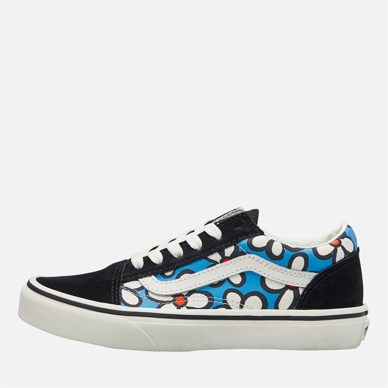 Vans Girls Old Skool Flower Trainers Bright Azure