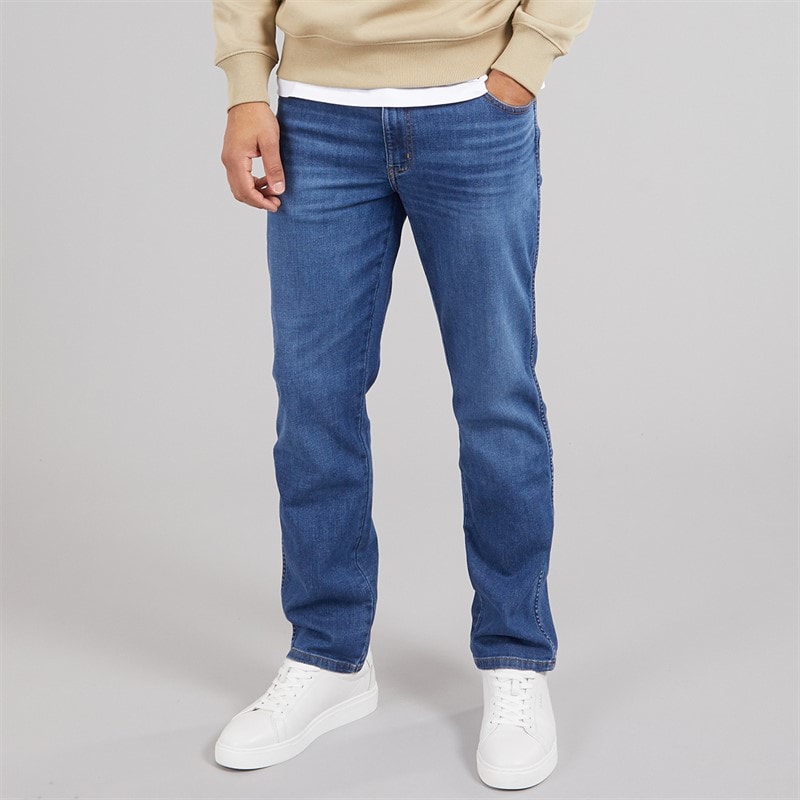 Wrangler Mens Texas Straight Fit Jeans Mid Visual