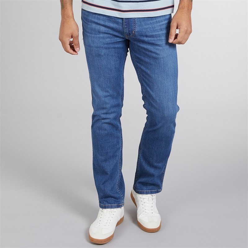 Wrangler Mens Greensboro Straight Fit Jeans Mid Visual