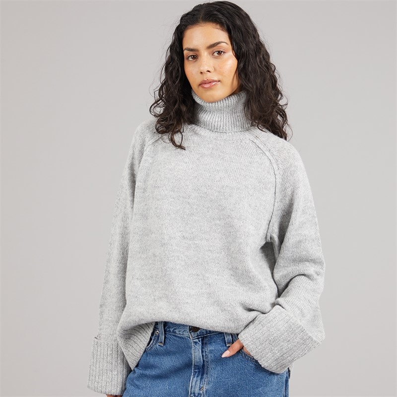 JJXX Womens Ellinora Roll Neck Knit Jumper Light Grey Melange