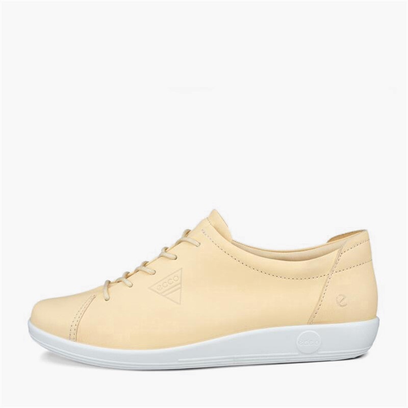 ECCO Womens Soft 2 Anniversary Leather Trainers Straw
