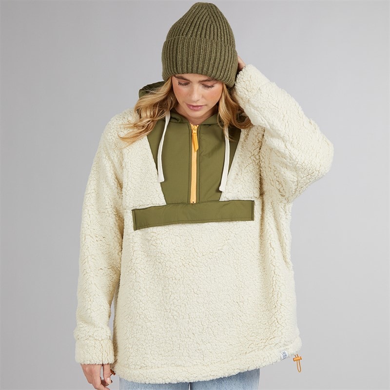 Lagooners Womens Myla Zip Neck Hooded Fleece Stone