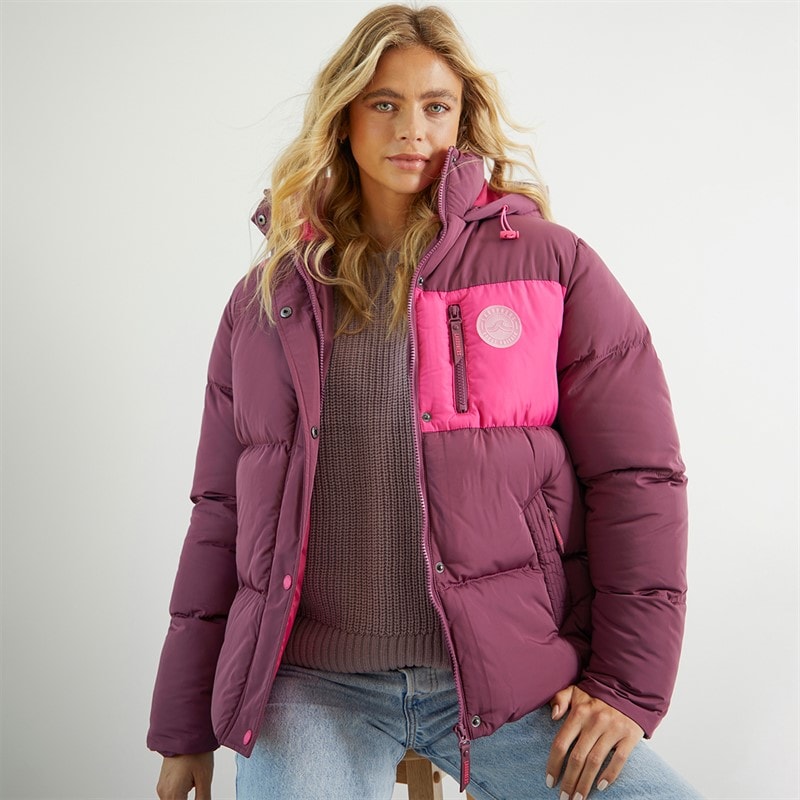 Lagooners Womens St Austell Short Puffer Jacket Burgundy