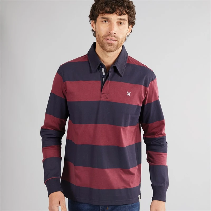 Lagooners Mens Cedar Rugby Top Burg/Navy