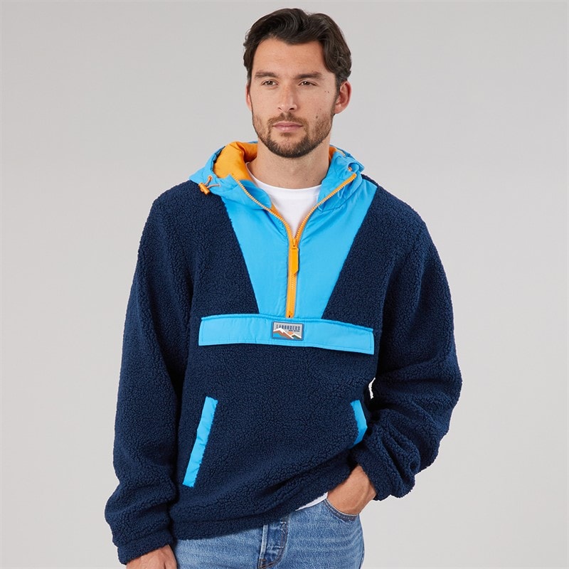 Lagooners Mens Hugo Borg 1/4 Zip Hooded Fleece Blue/Navy/Orange