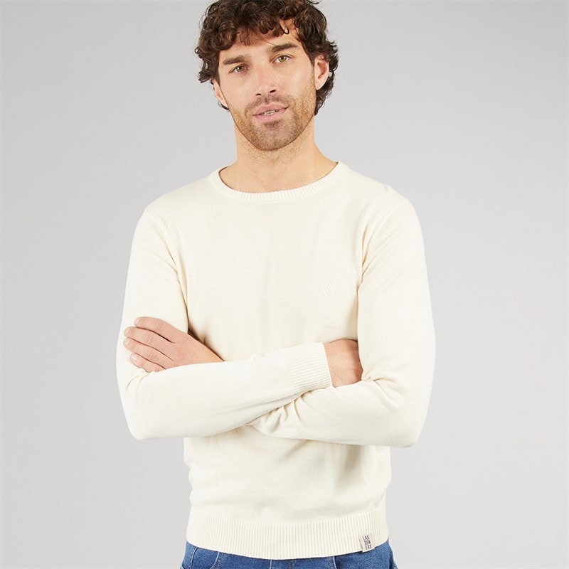 Lagooners Mens Holland Knitted Crew Sweat Ecru