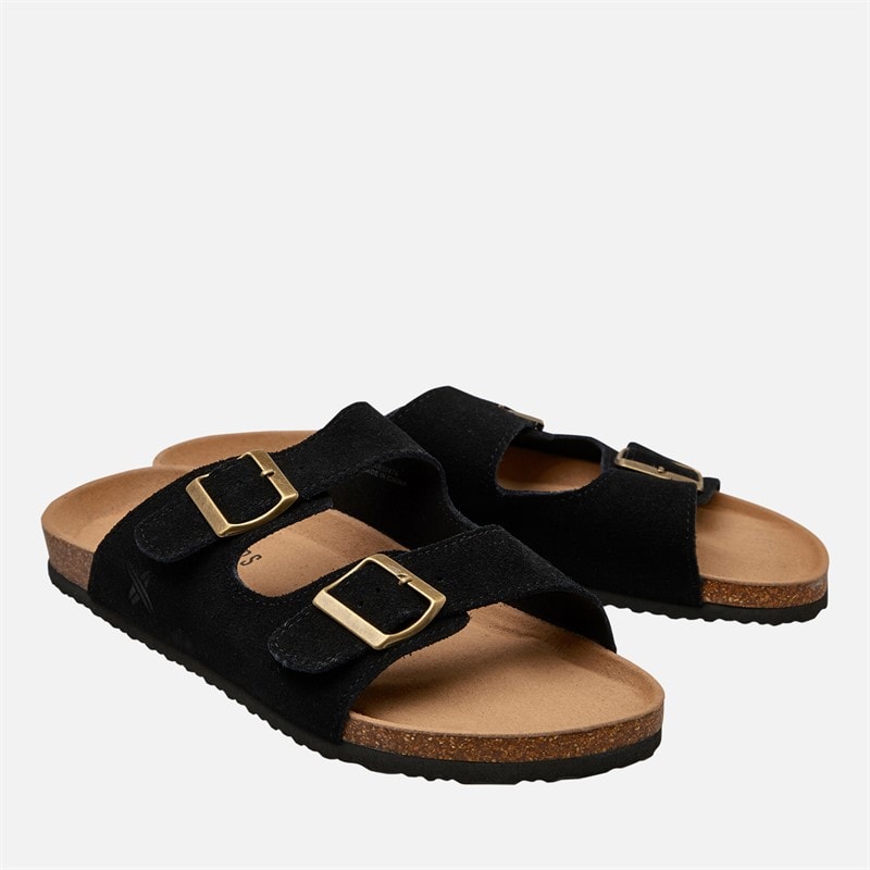 Lagooners Mens Theo Double Buckle Sandals Black Suede