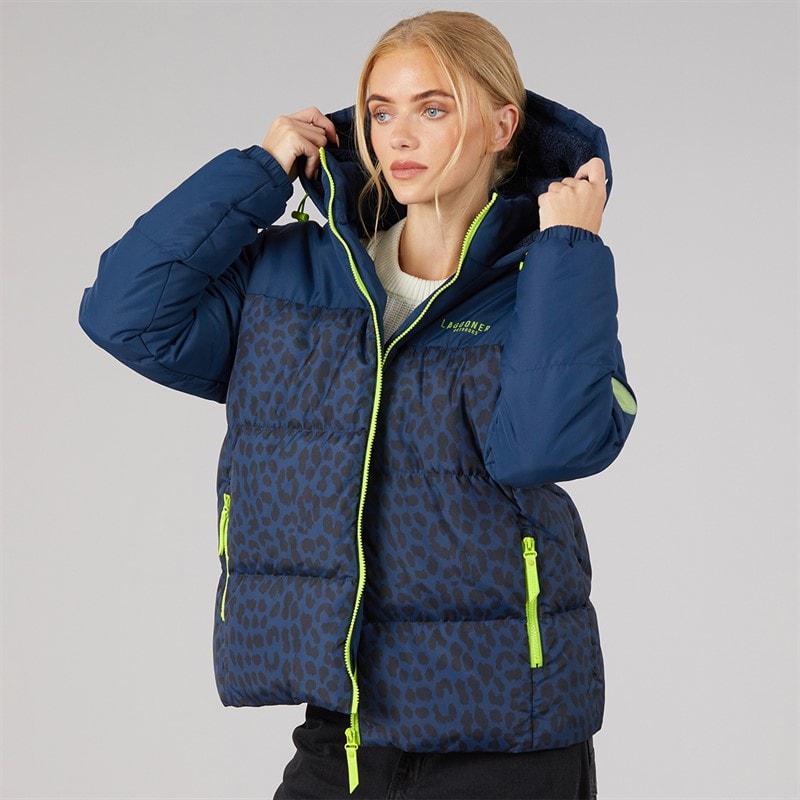 Lagooners Womens Aussie Short Puffer Jacket Leopard