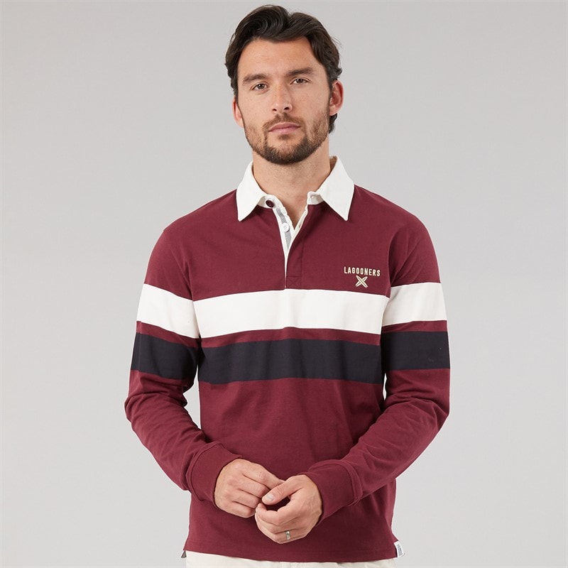 Lagooners Mens Flint Rugby Peached Polo Shirt Burg