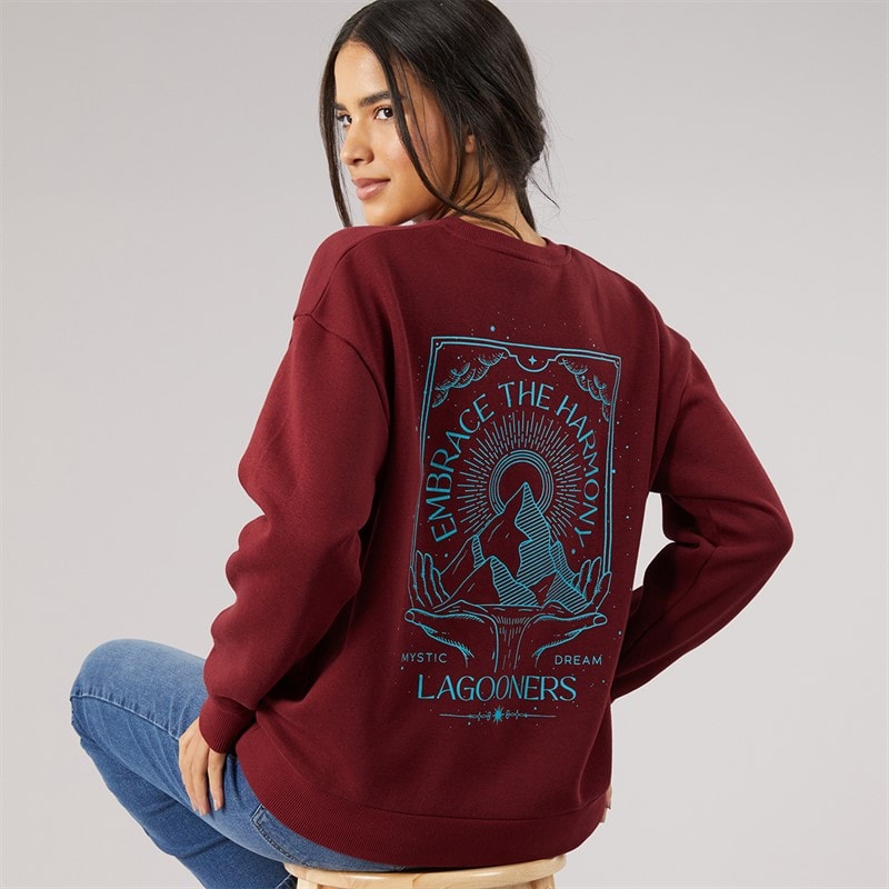 Lagooners Womens Willowmere Graphic Sweatshirt Burgundy