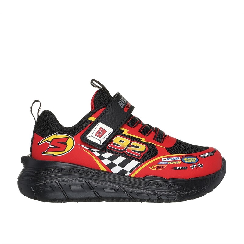SKECHERS Boys Skech Tracks Trainers Black Red