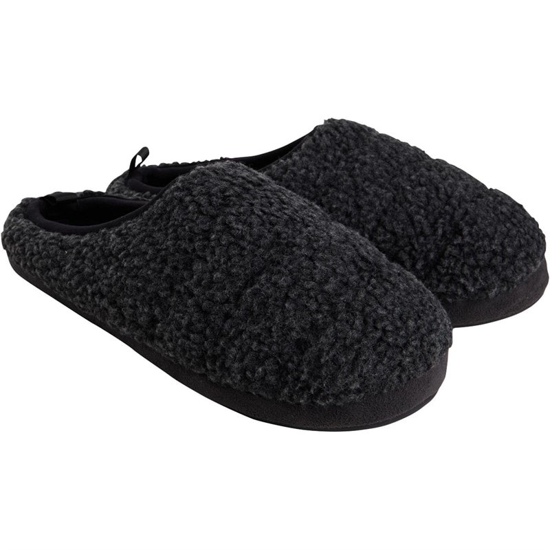 Mad Wax Mens Sherpa Mule Slippers Charcoal