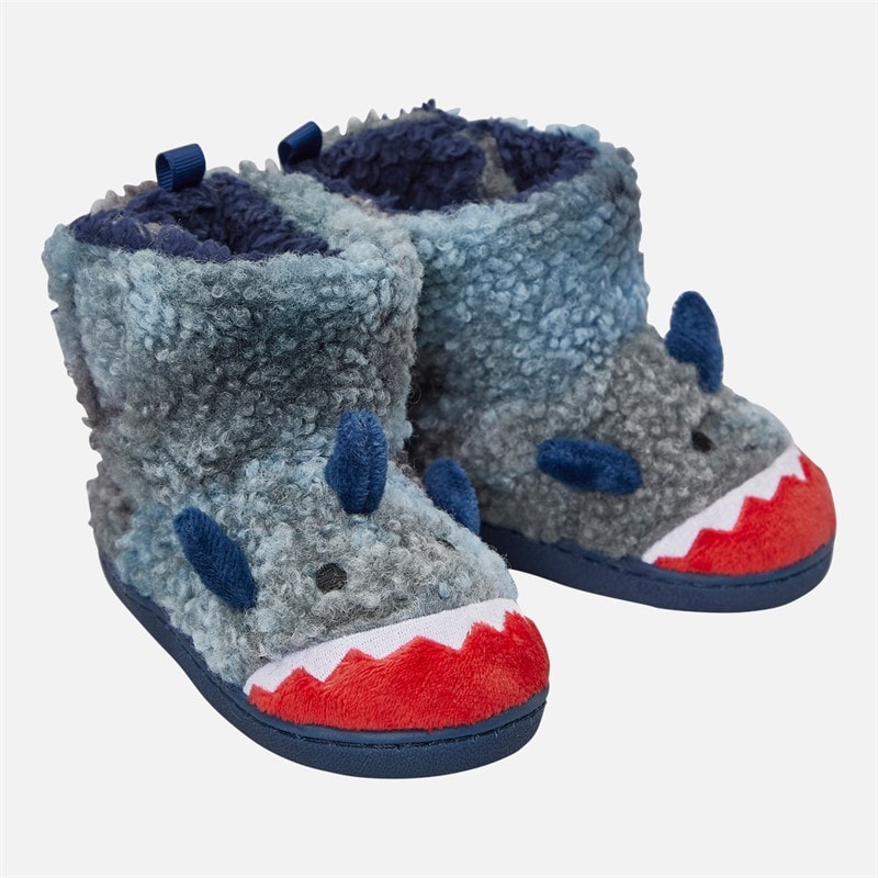 Mad Wax Boys Shark Bootie Slippers Blue