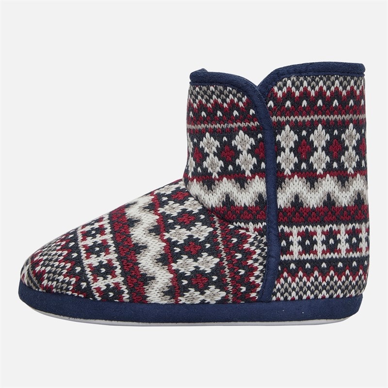 Mad Wax Junior Boys Fairisle Bootee Slippers Multi
