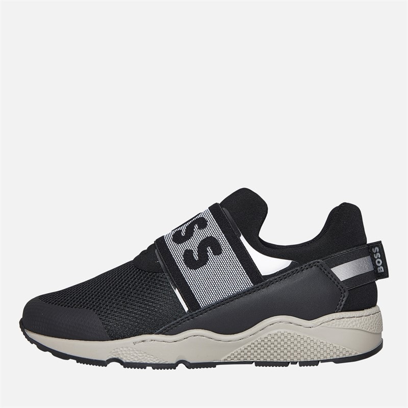 BOSS Junior Boys Logo Elastic Strap Trainers Black