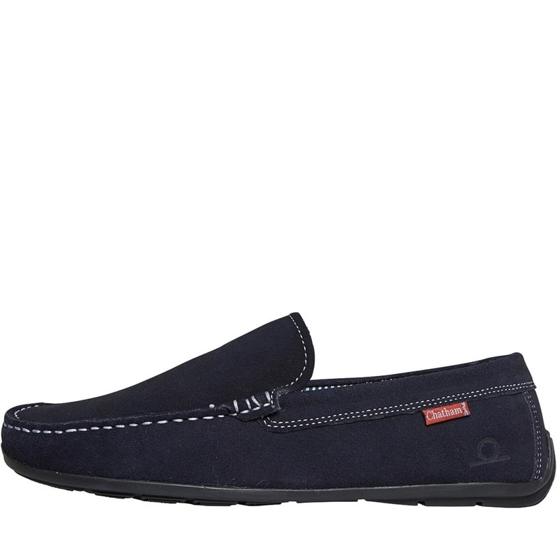 Chatham Marine Mens Seaton Leather Driving Moccasins Navy Suede