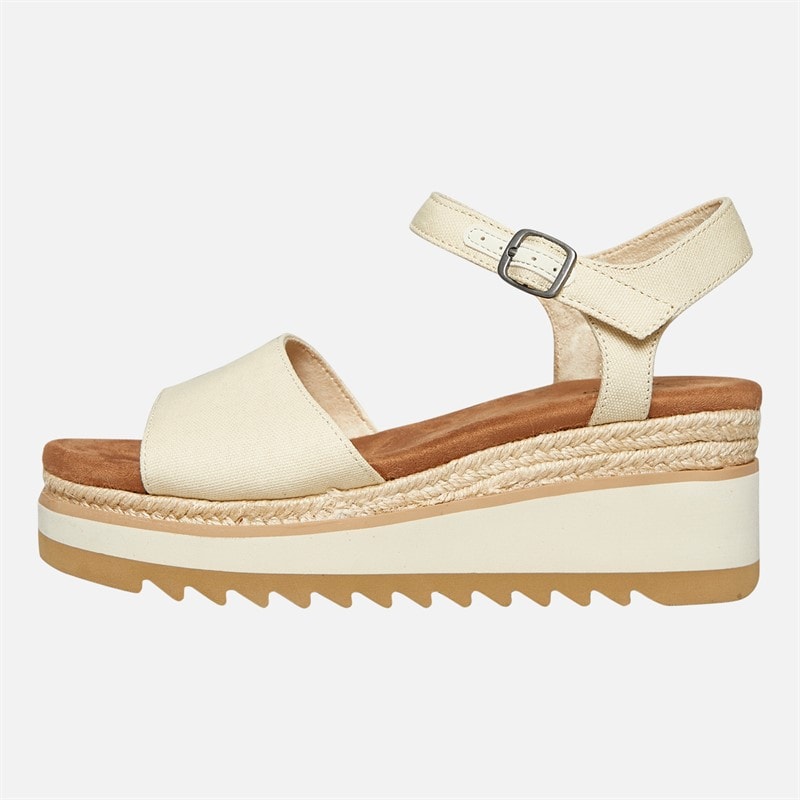 TOMS Womens Flora Ankle Strap Wedge Sandals Natural