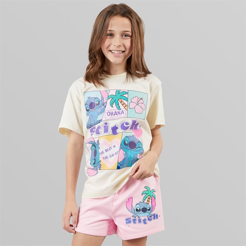 Disney Girls T-Shirt And Shorts Set White/Pink