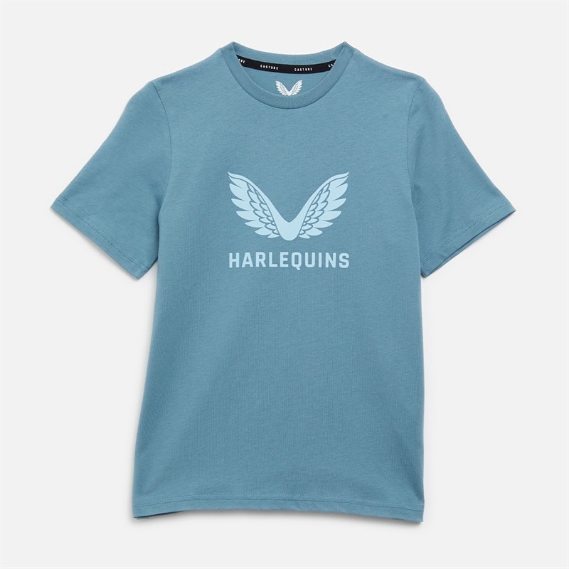 Castore Junior Harlequins FC Cotton Logo T-Shirt Bluestone